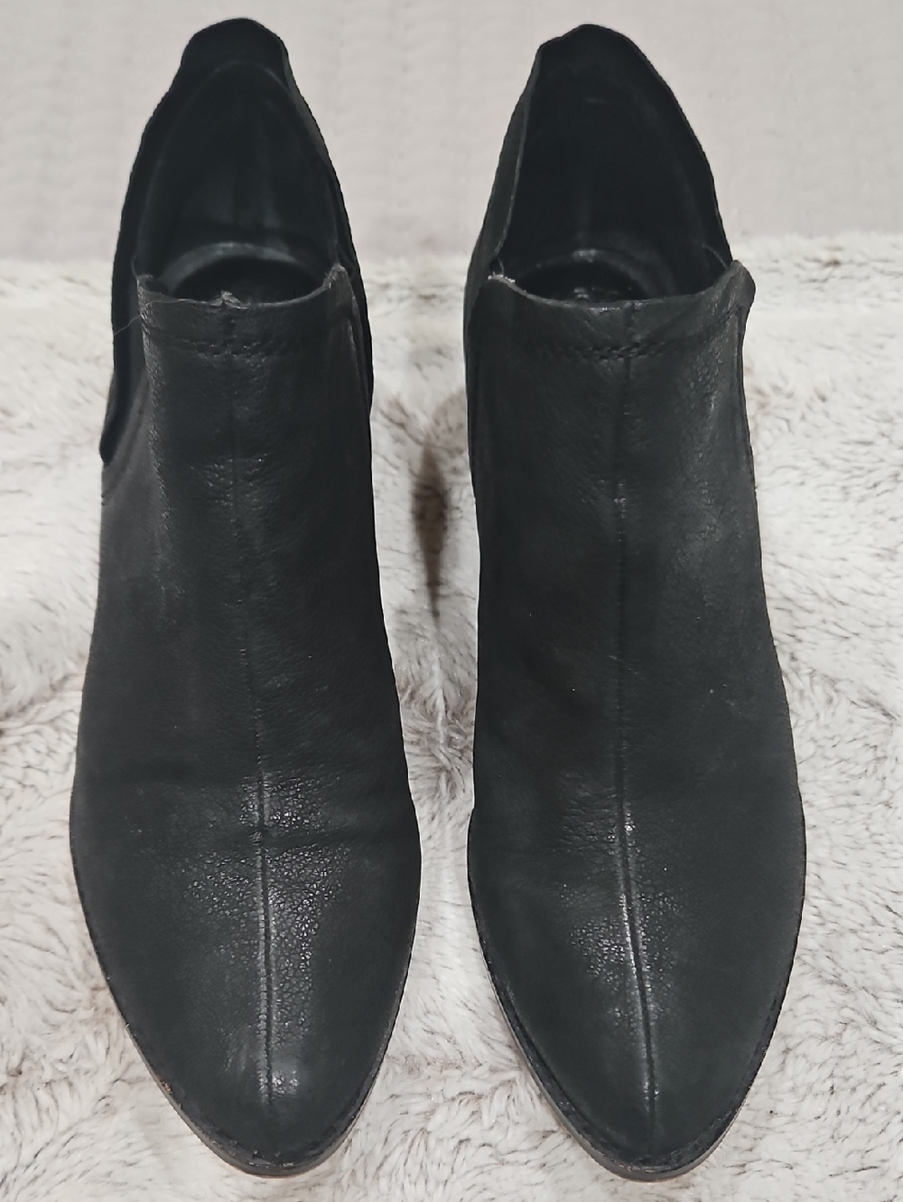 Vince Camuto Black Leather Pointed Ankle Booties